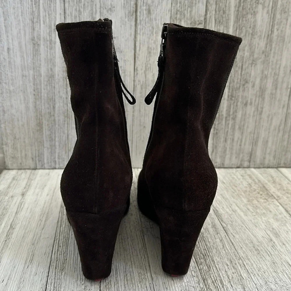 Prada Linea Rossa Brown Suede Wedge Boots - Picture 5 of 9